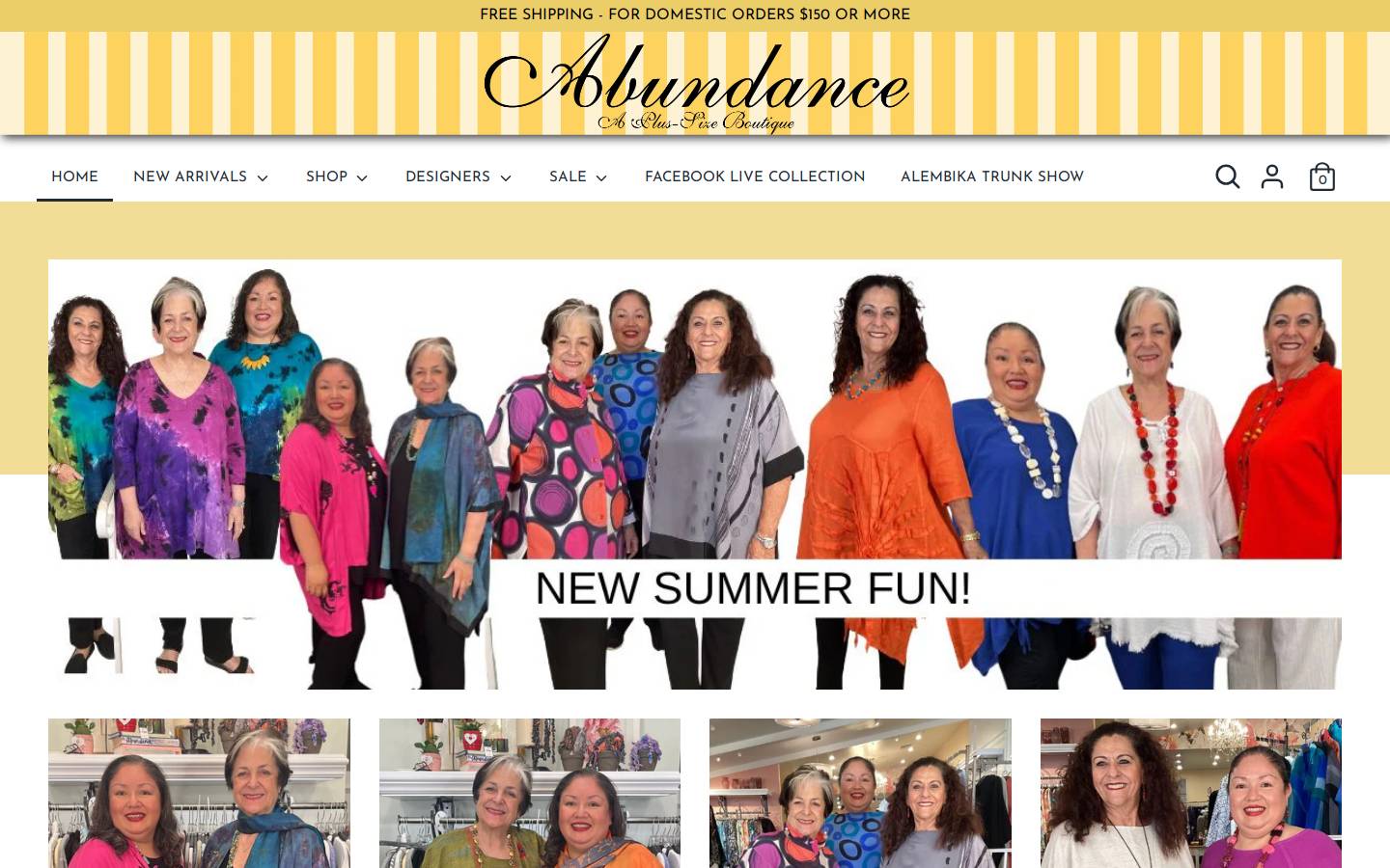 abundanceplussize.com homepage screenshot