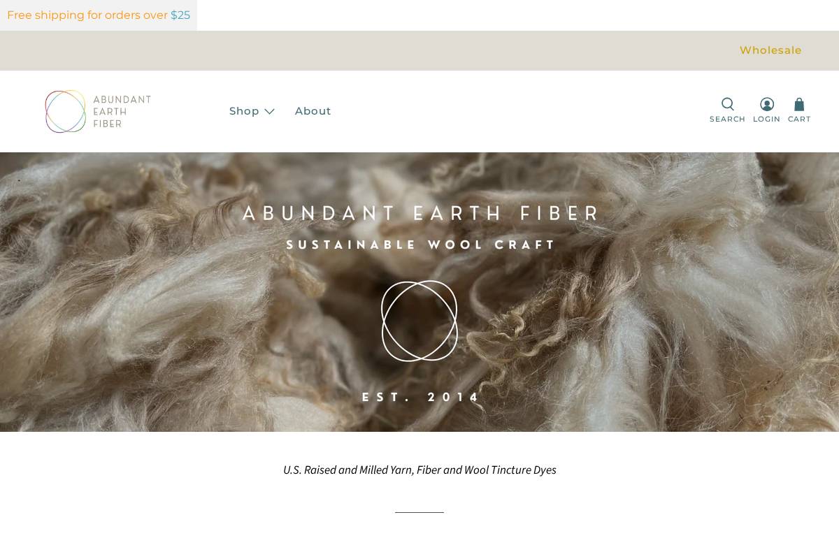 abundantearthfiber.com homepage screenshot