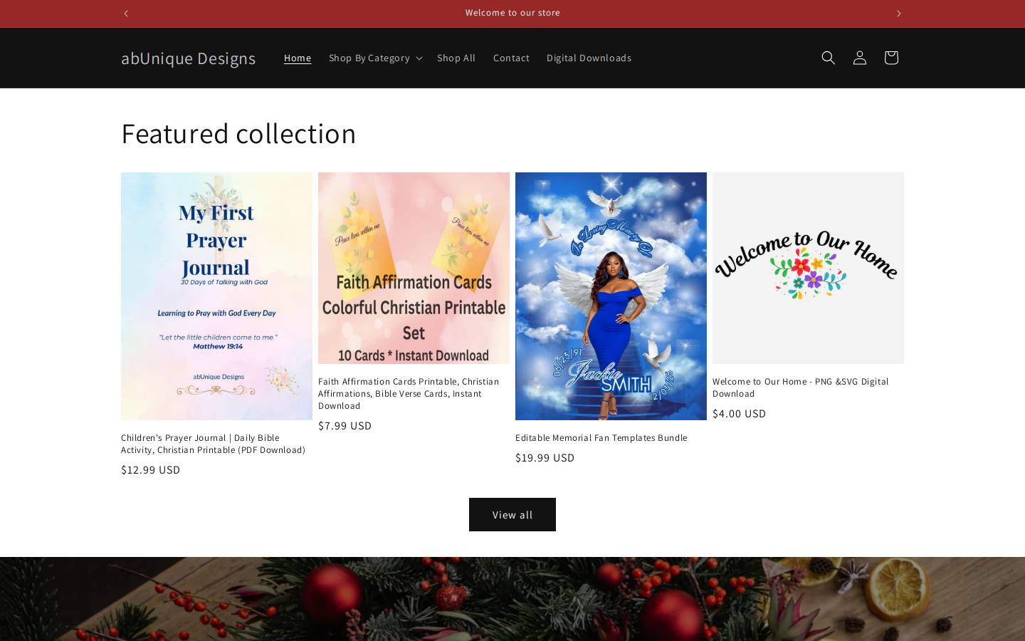 abuniquedesigns.com homepage screenshot
