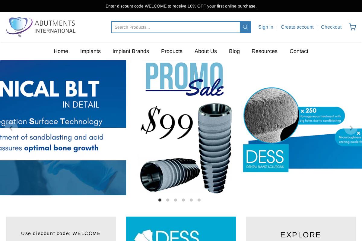 abutmentsinternational.com homepage screenshot