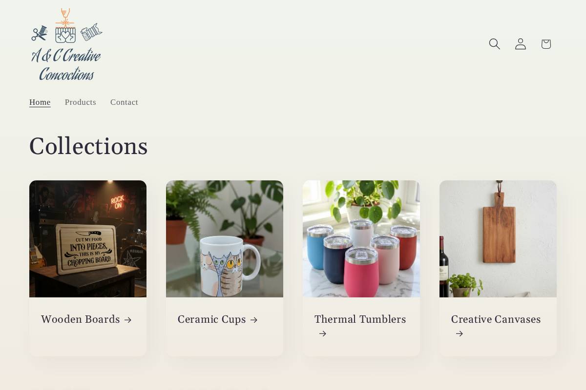 ac-creative-concoctions.co.uk homepage screenshot