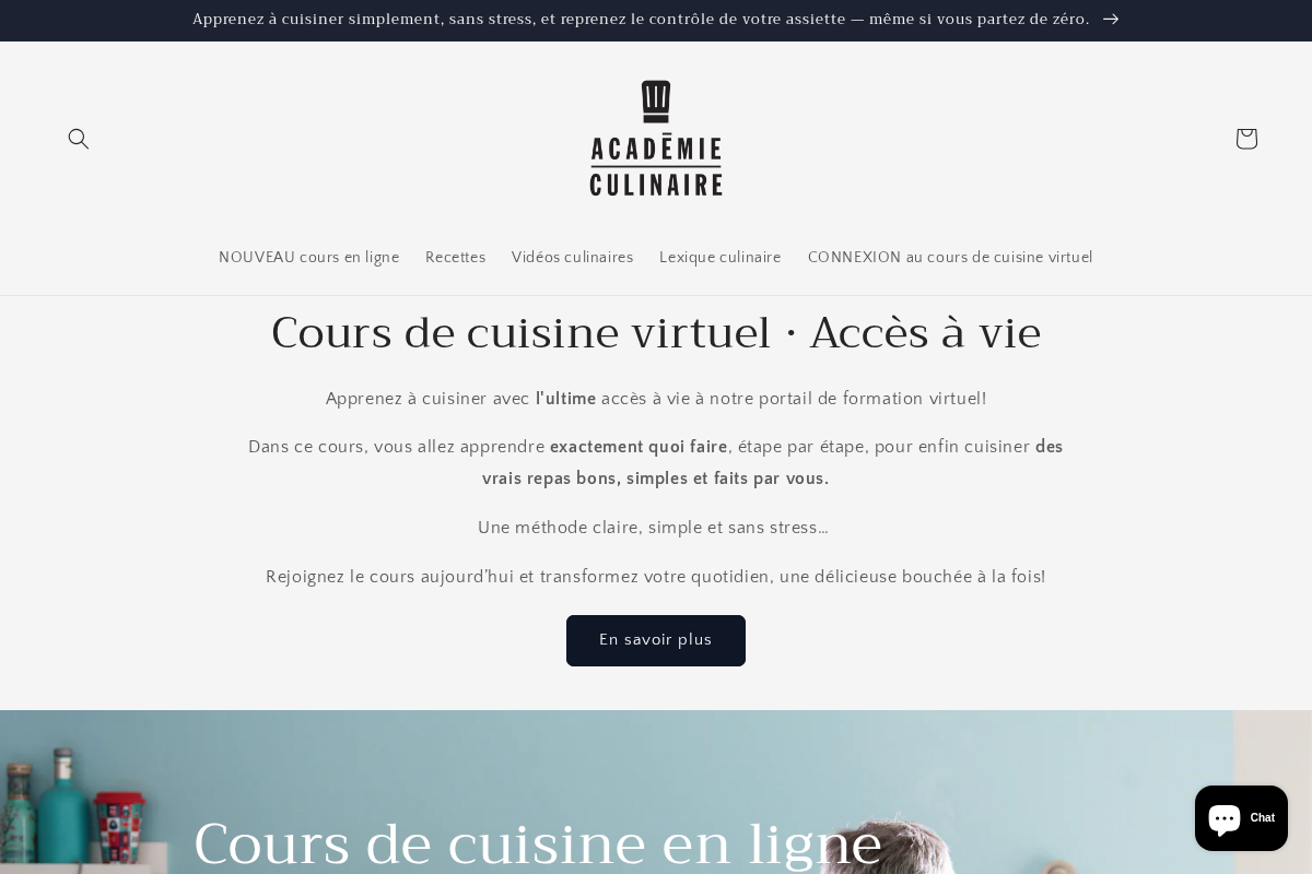 Académie Culinaire homepage screenshot