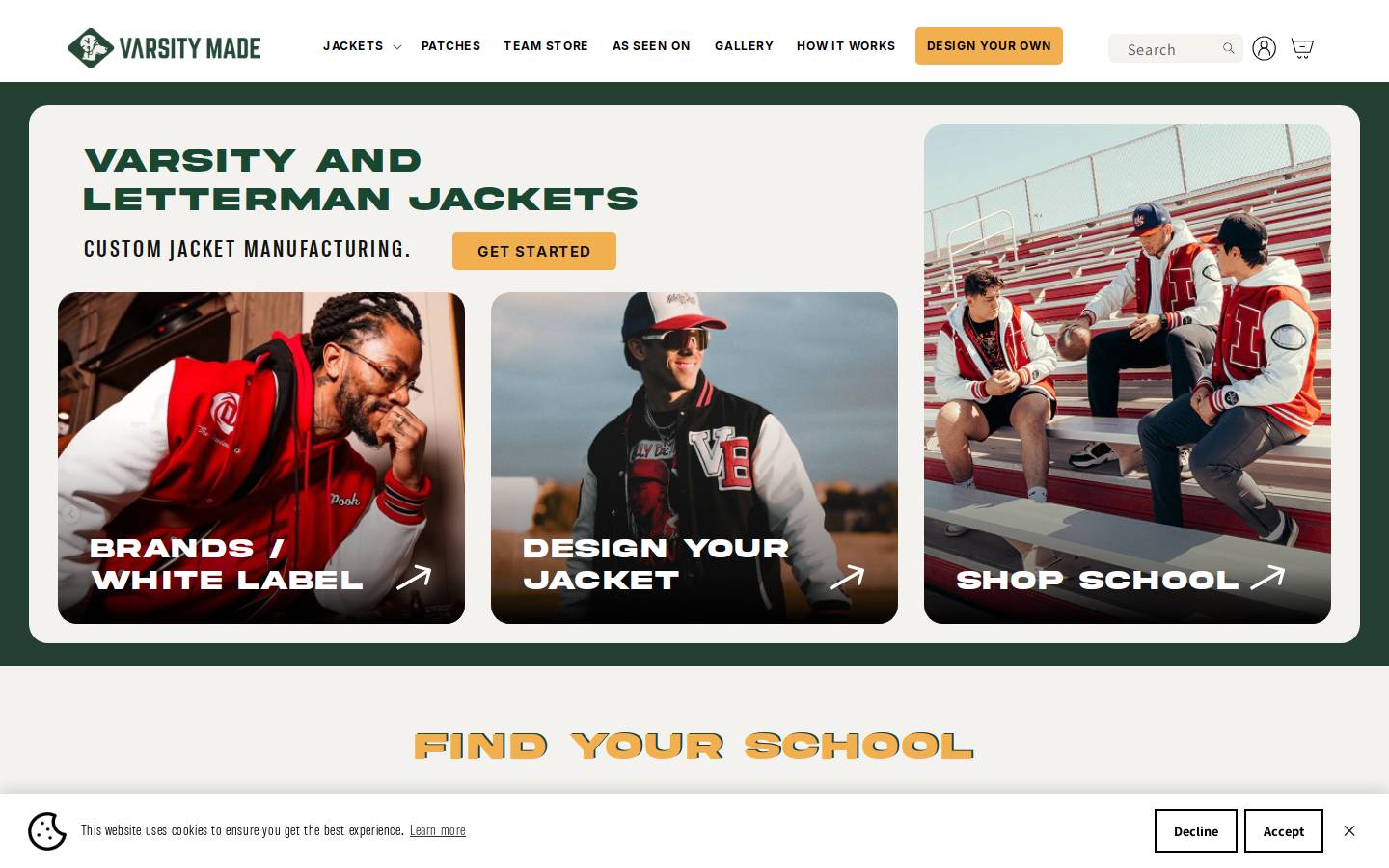 academyjackets.com homepage screenshot
