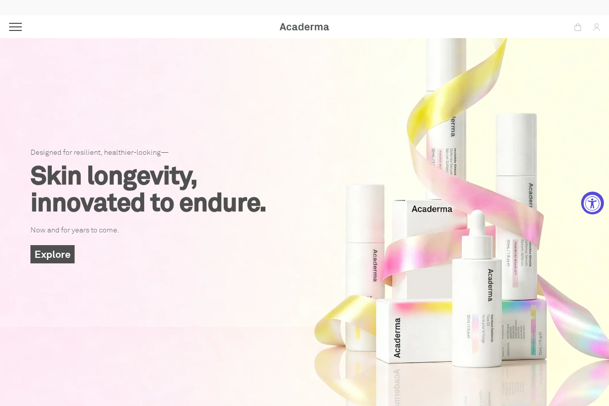 acaderma.com homepage screenshot