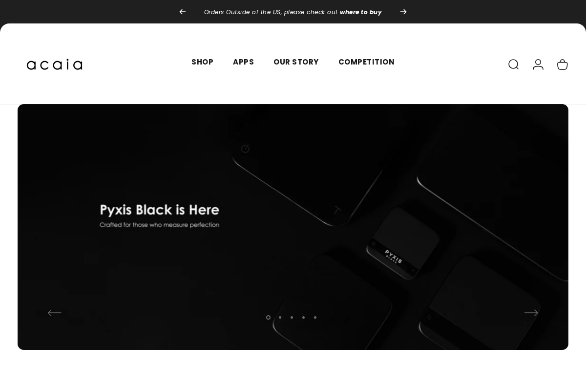 acaia homepage screenshot