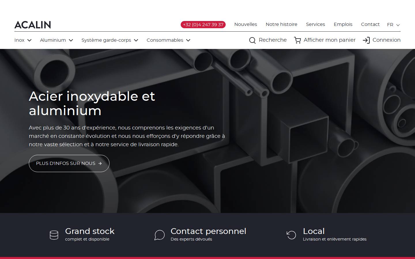 acalin.be homepage screenshot