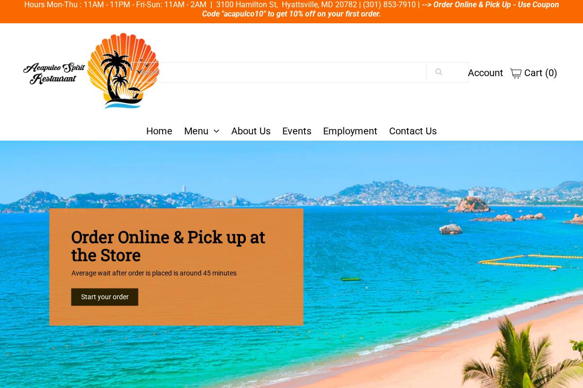 acapulcospiritrestaurant.com homepage screenshot
