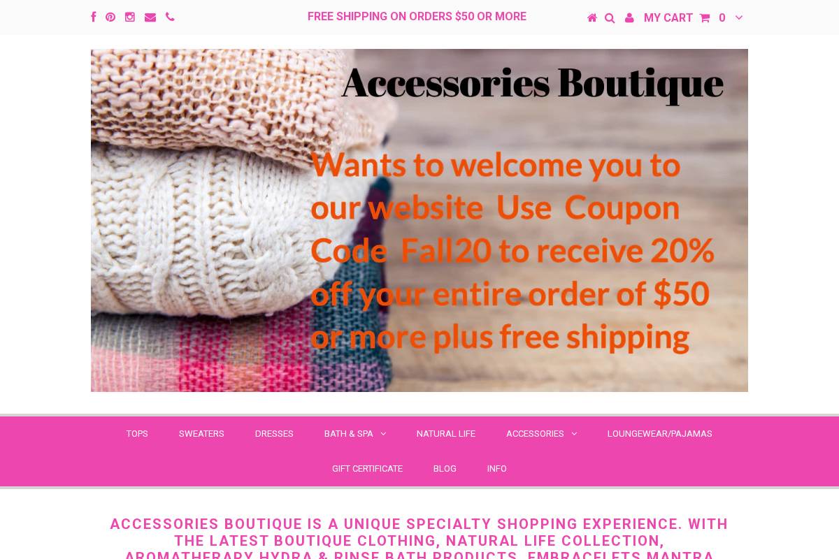 accboutique.com homepage screenshot