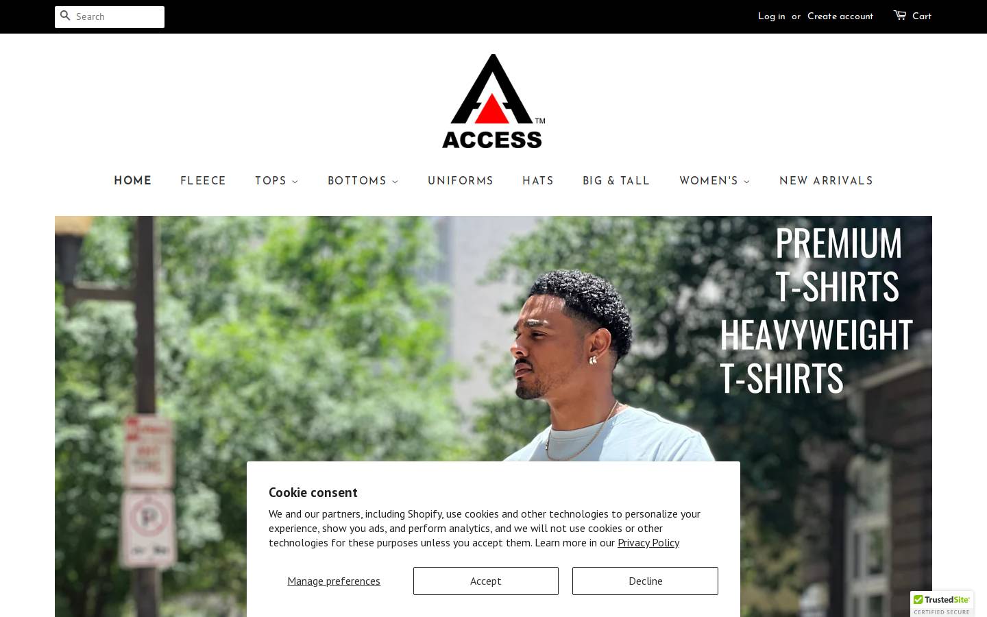accessapparel.com homepage screenshot