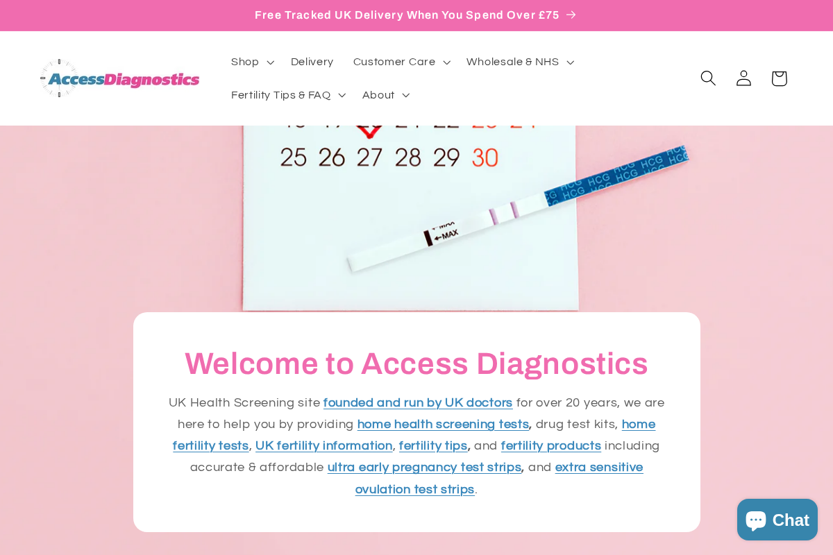 Access Diagnostics homepage screenshot