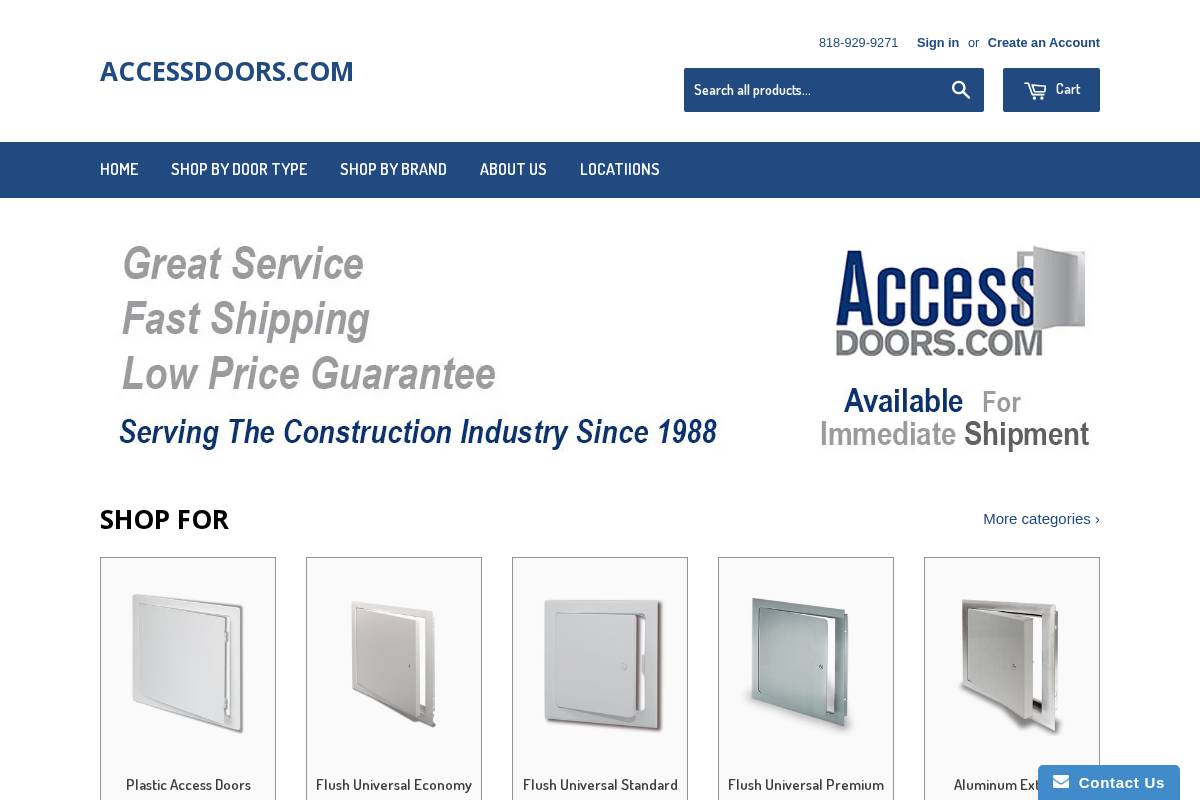accessdoors.com homepage screenshot