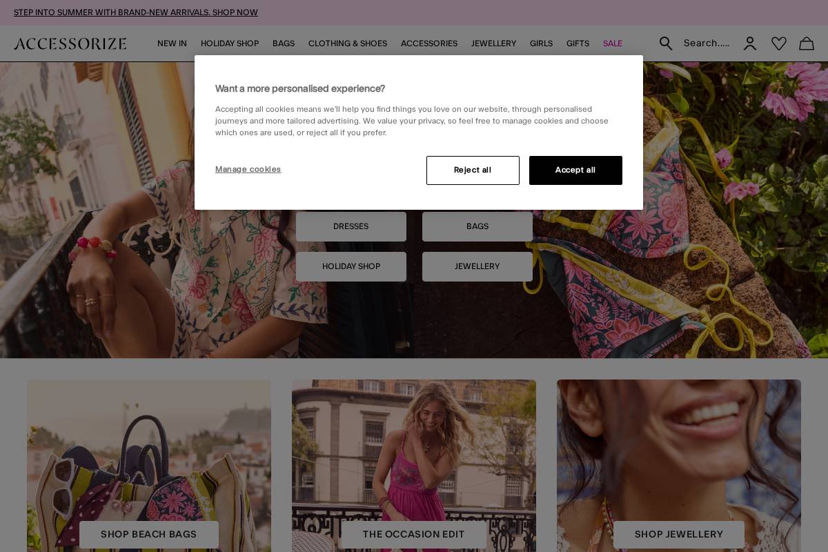 Accessorize USA homepage screenshot