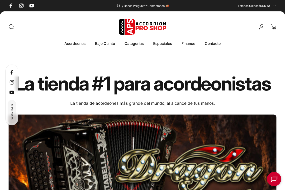 Accordion Pro Shop homepage screenshot
