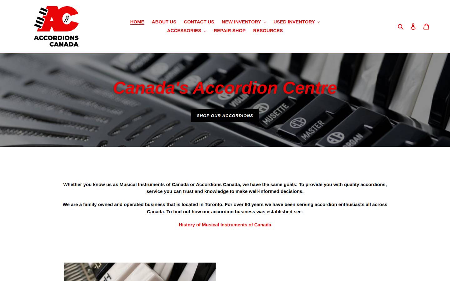 accordionscanada.ca homepage screenshot