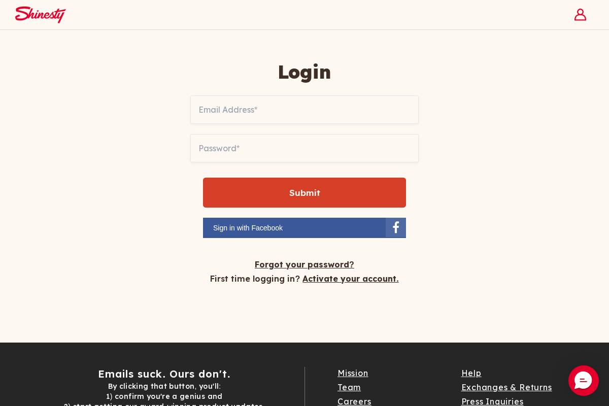 account.shinesty.com homepage screenshot