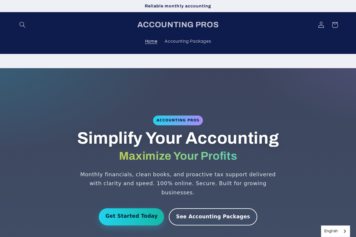 ACCOUNTING PROS homepage screenshot