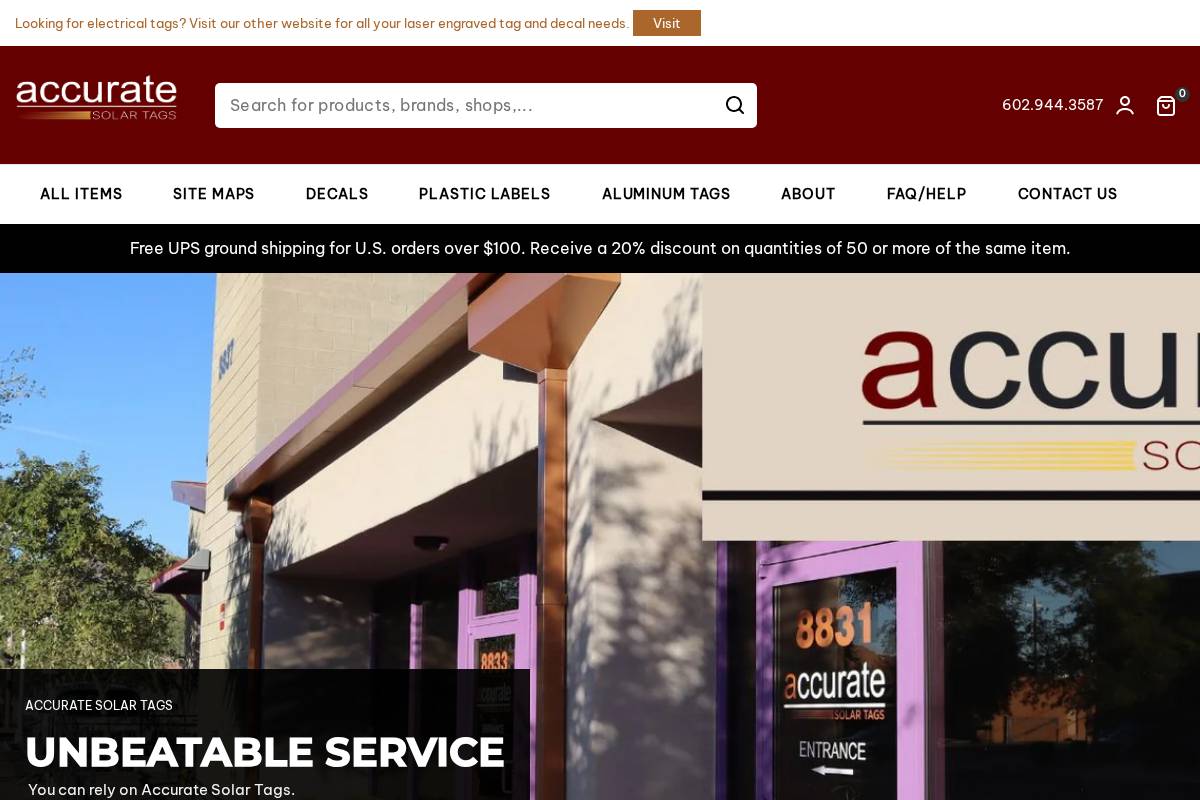 accuratesolartags.com homepage screenshot