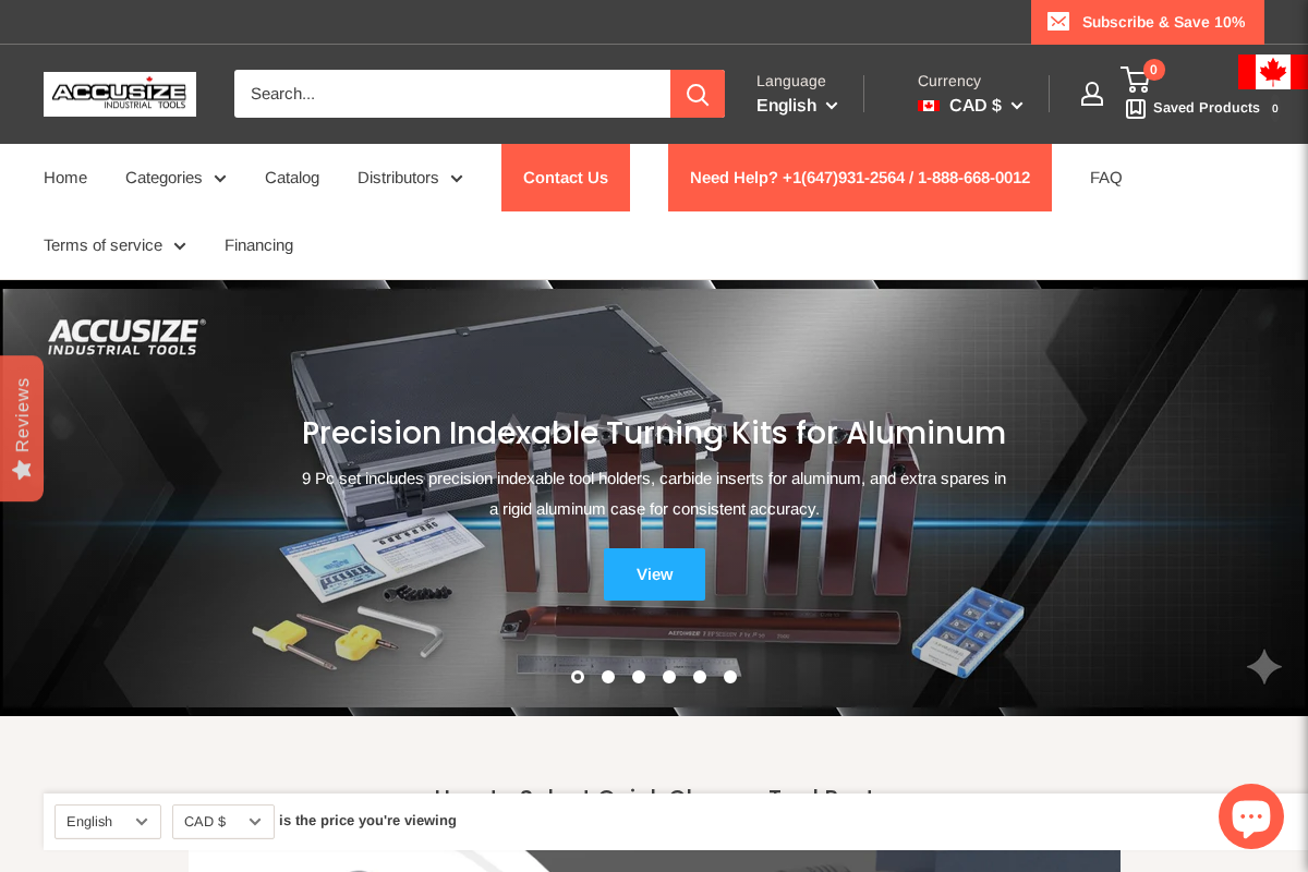Accusize Industrial Tools homepage screenshot