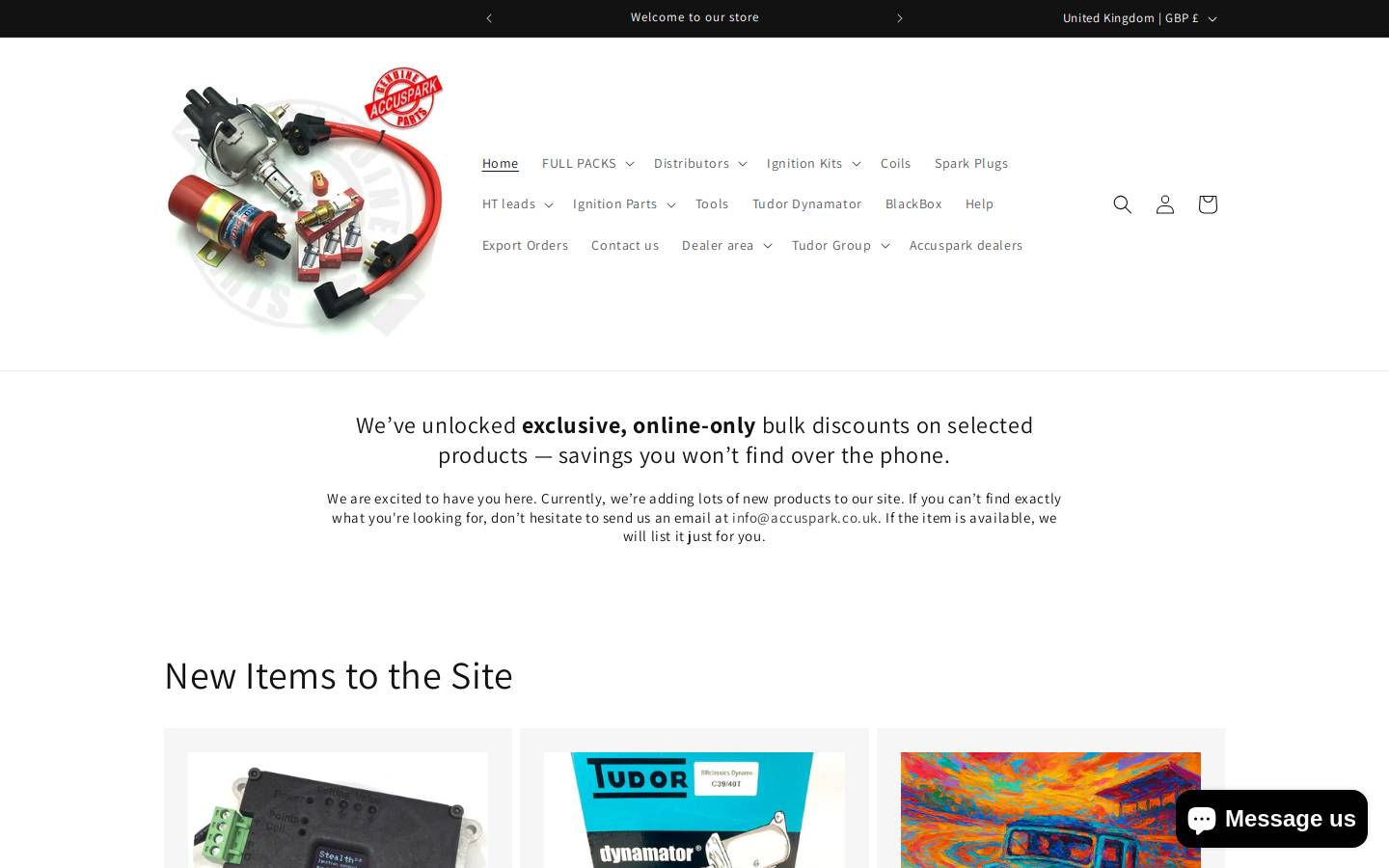 AccuSpark homepage screenshot