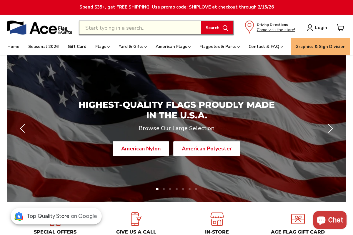Ace Flag & Gift Shop homepage screenshot