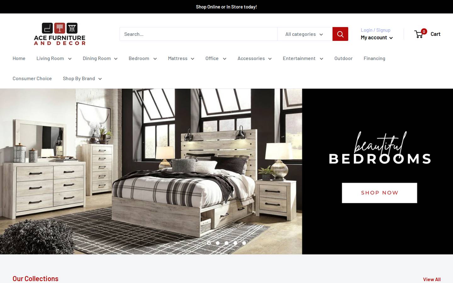 acefurnitureanddecor.com homepage screenshot