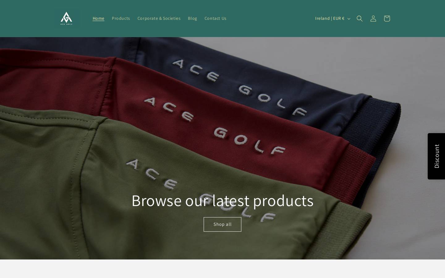 Acegolfclothing homepage screenshot