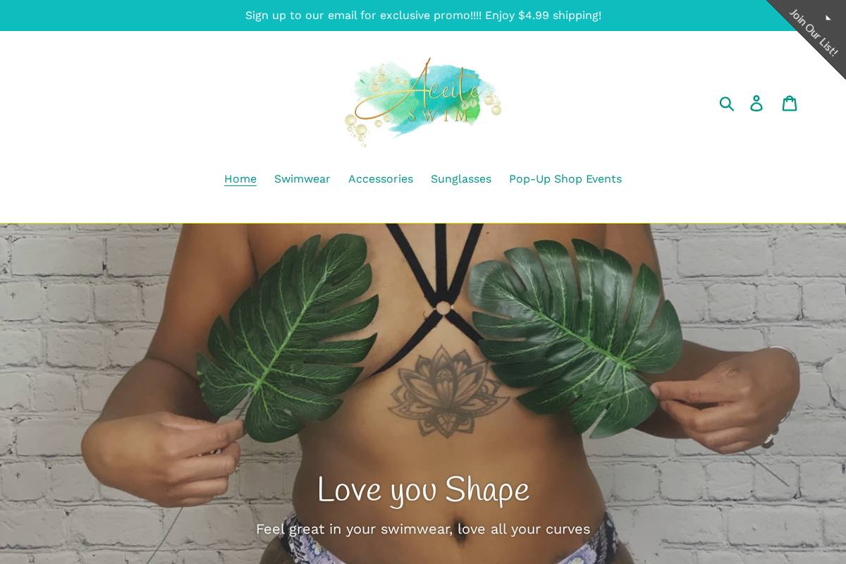 aceiteswim.com homepage screenshot