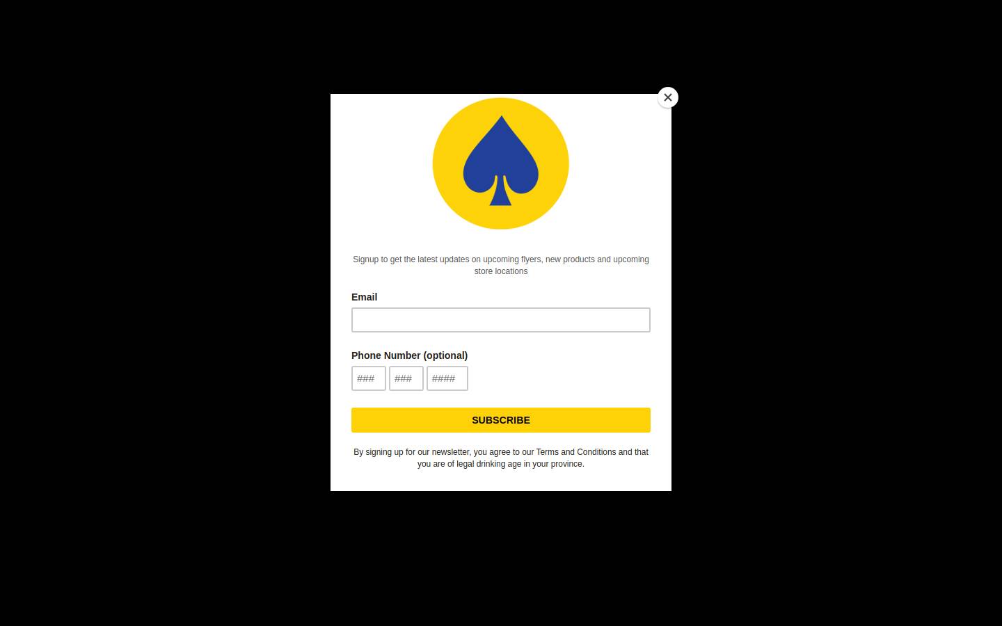 aceliquor.ca homepage screenshot
