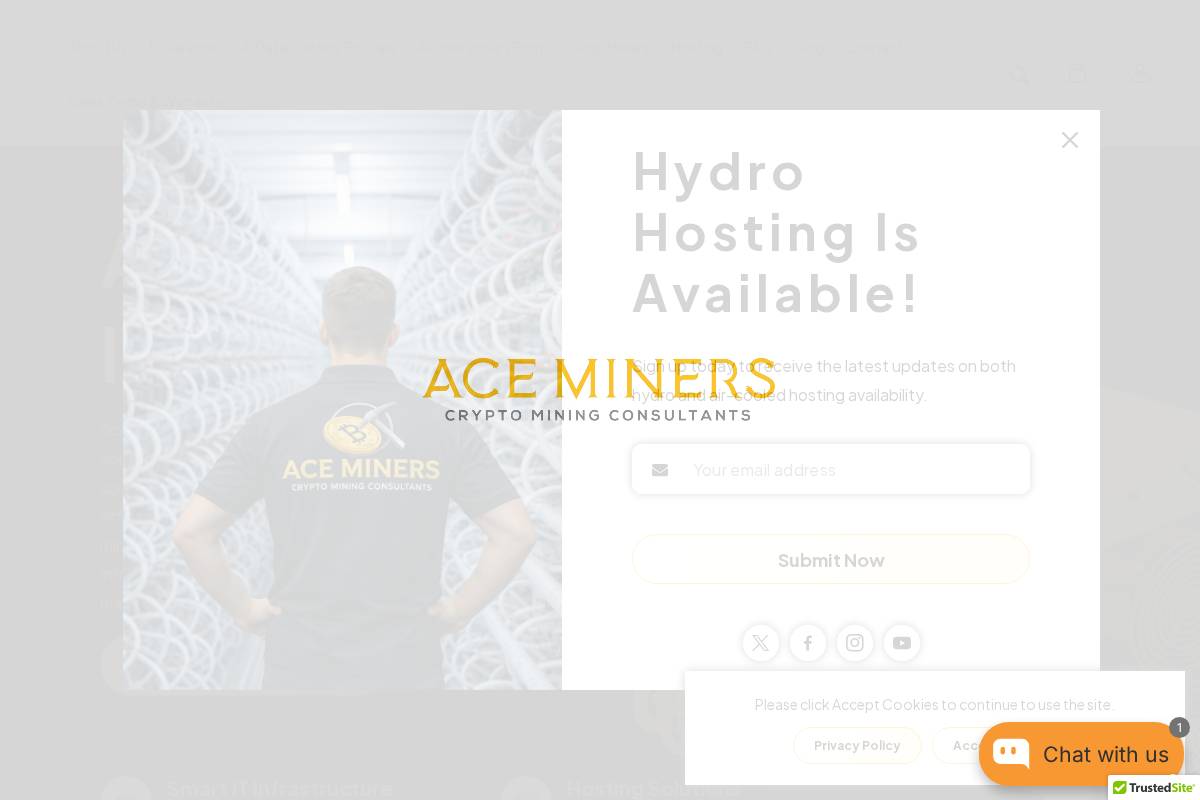 Aceminers homepage screenshot