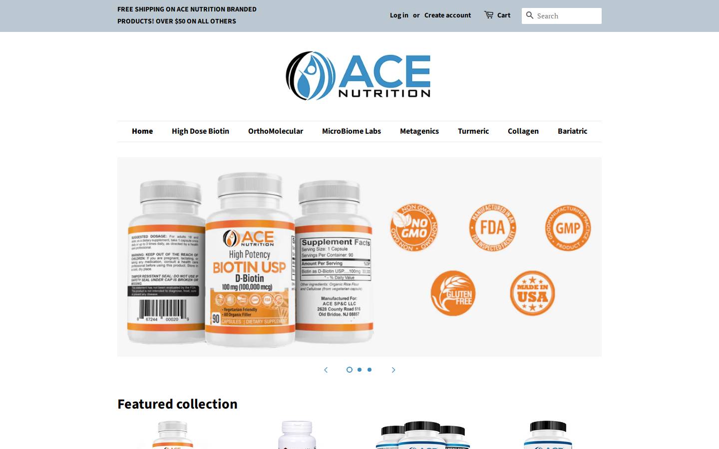 acenutritionusa.com homepage screenshot