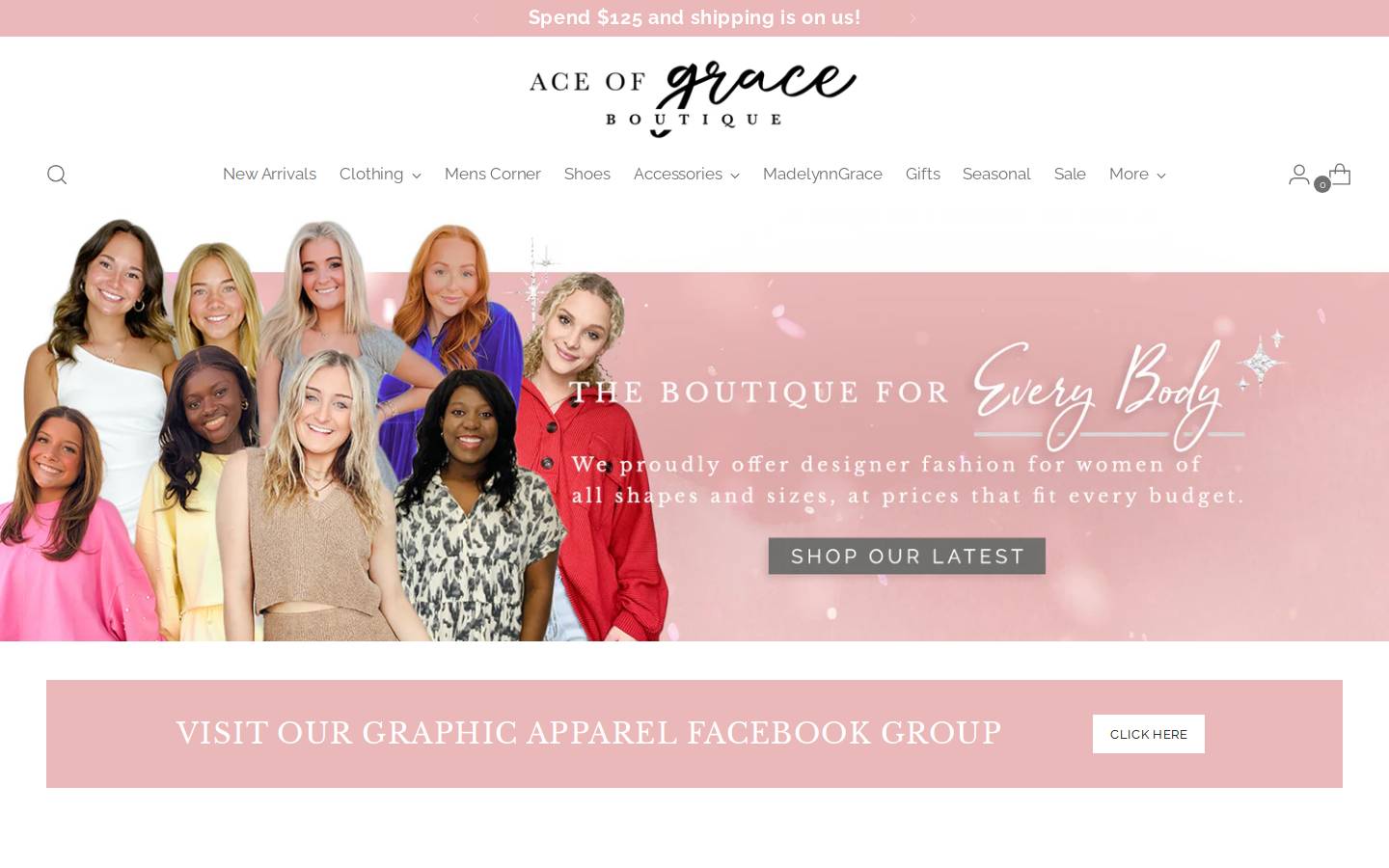 aceofgraceboutique.com homepage screenshot