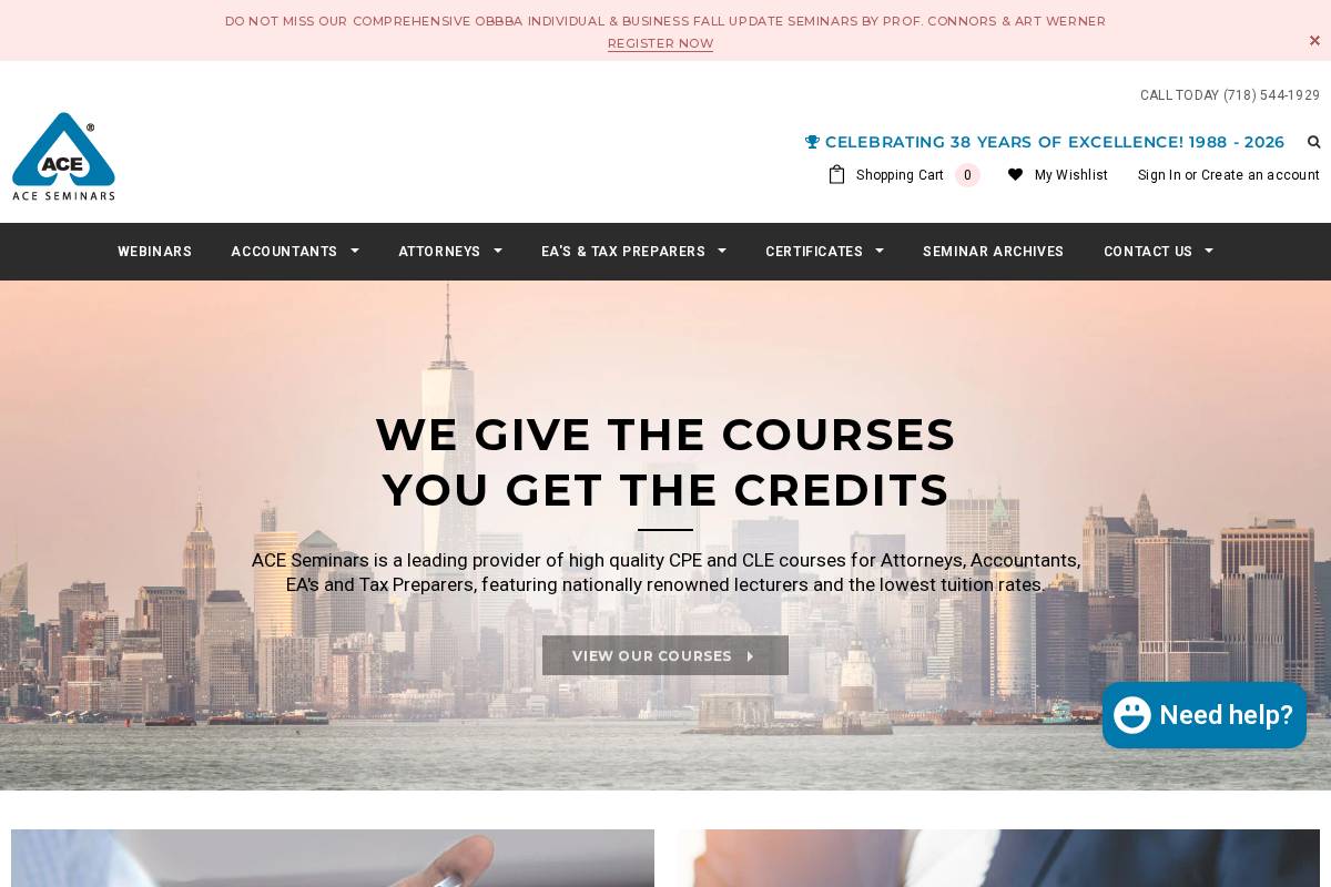 aceseminars.com homepage screenshot