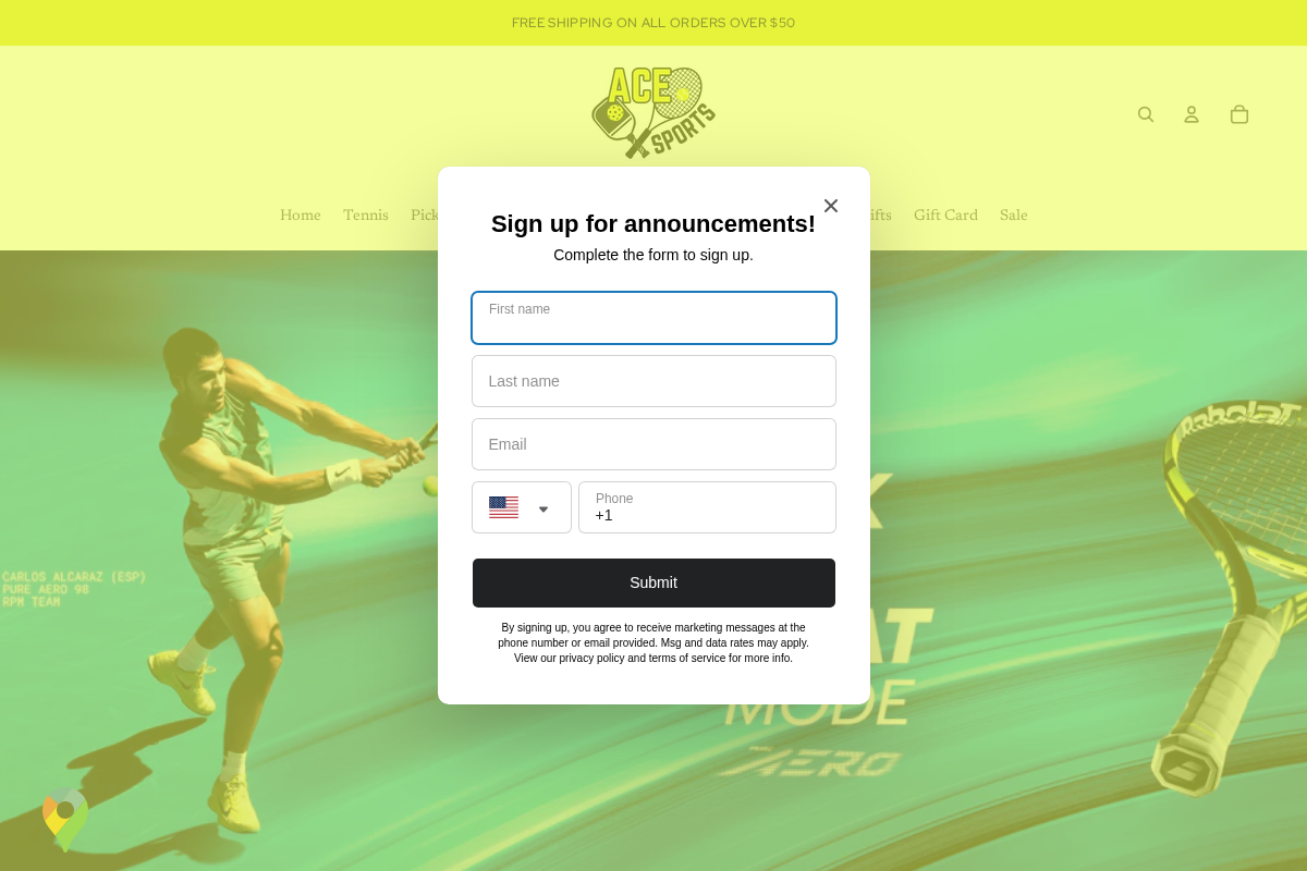 acesportsllc.com homepage screenshot