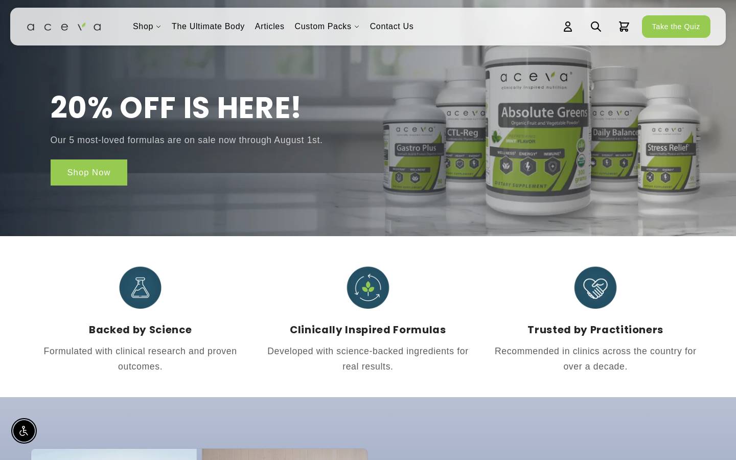 aceva.com homepage screenshot
