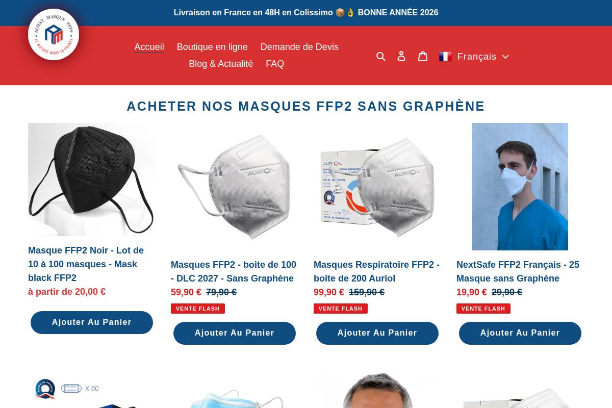achat-masque-ffp2.fr homepage screenshot