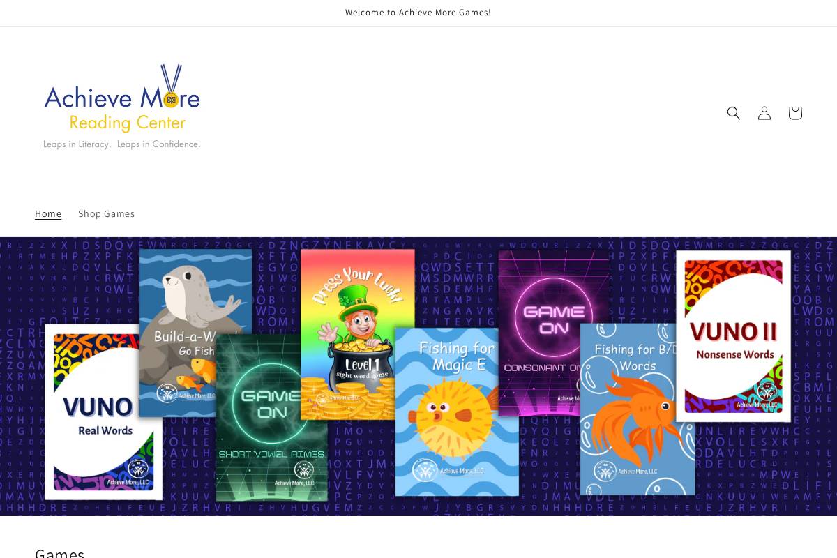 achievemoregames.com homepage screenshot