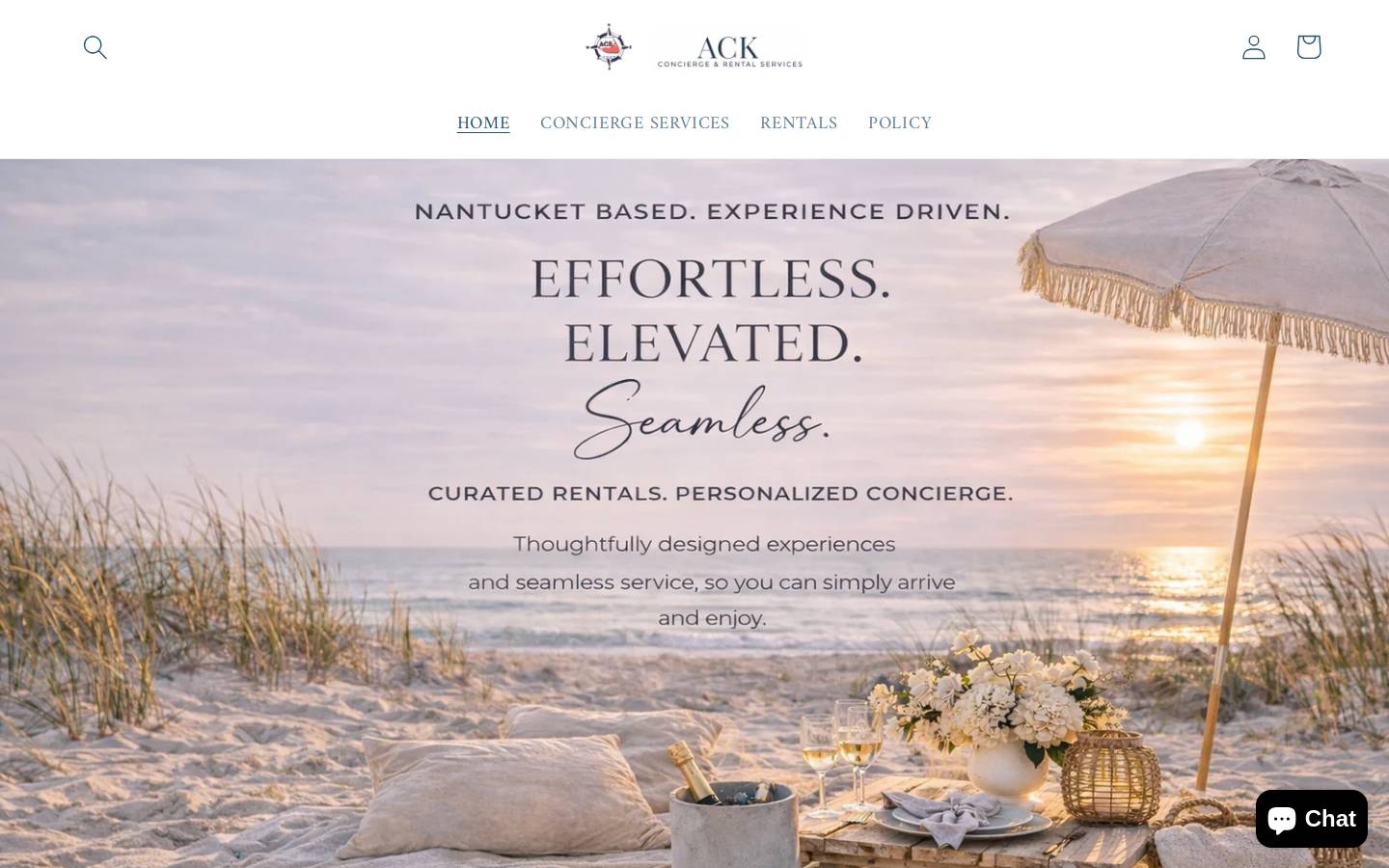 ackconciergeandrentalservices.com homepage screenshot