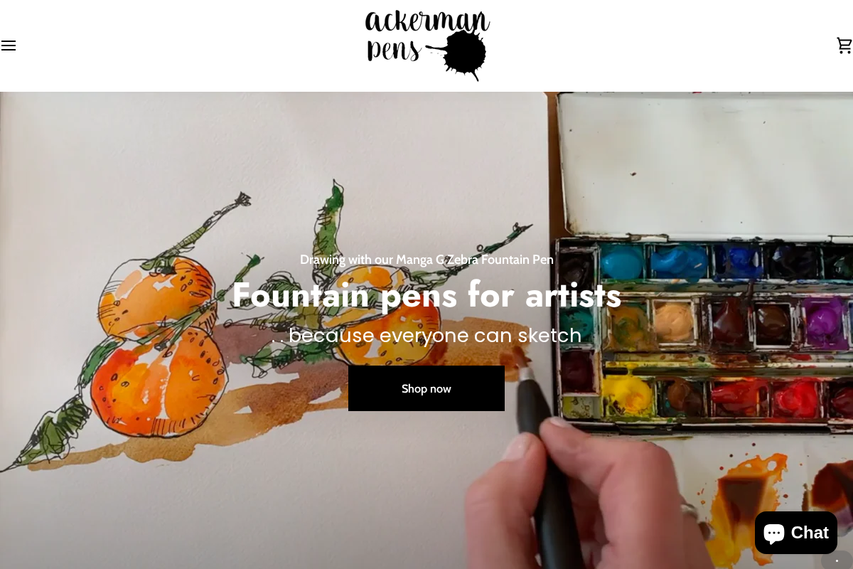 Ackerman Pens homepage screenshot