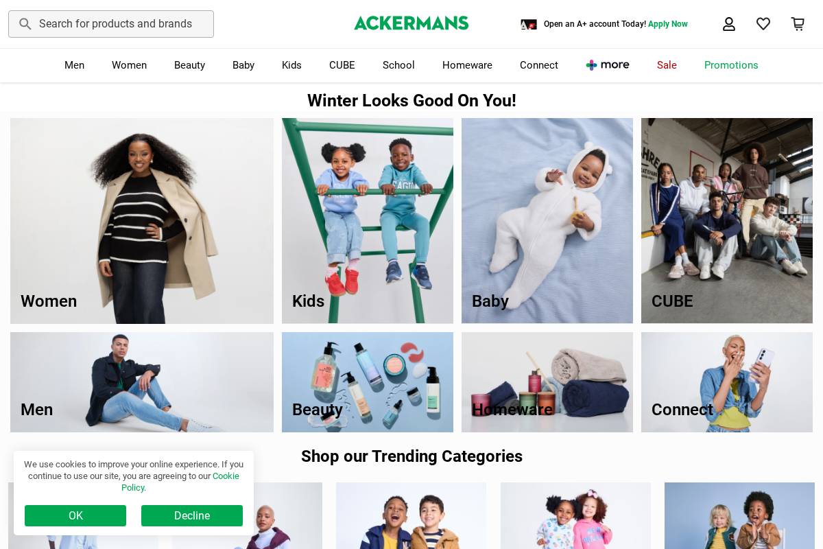 ackermans.co.za homepage screenshot