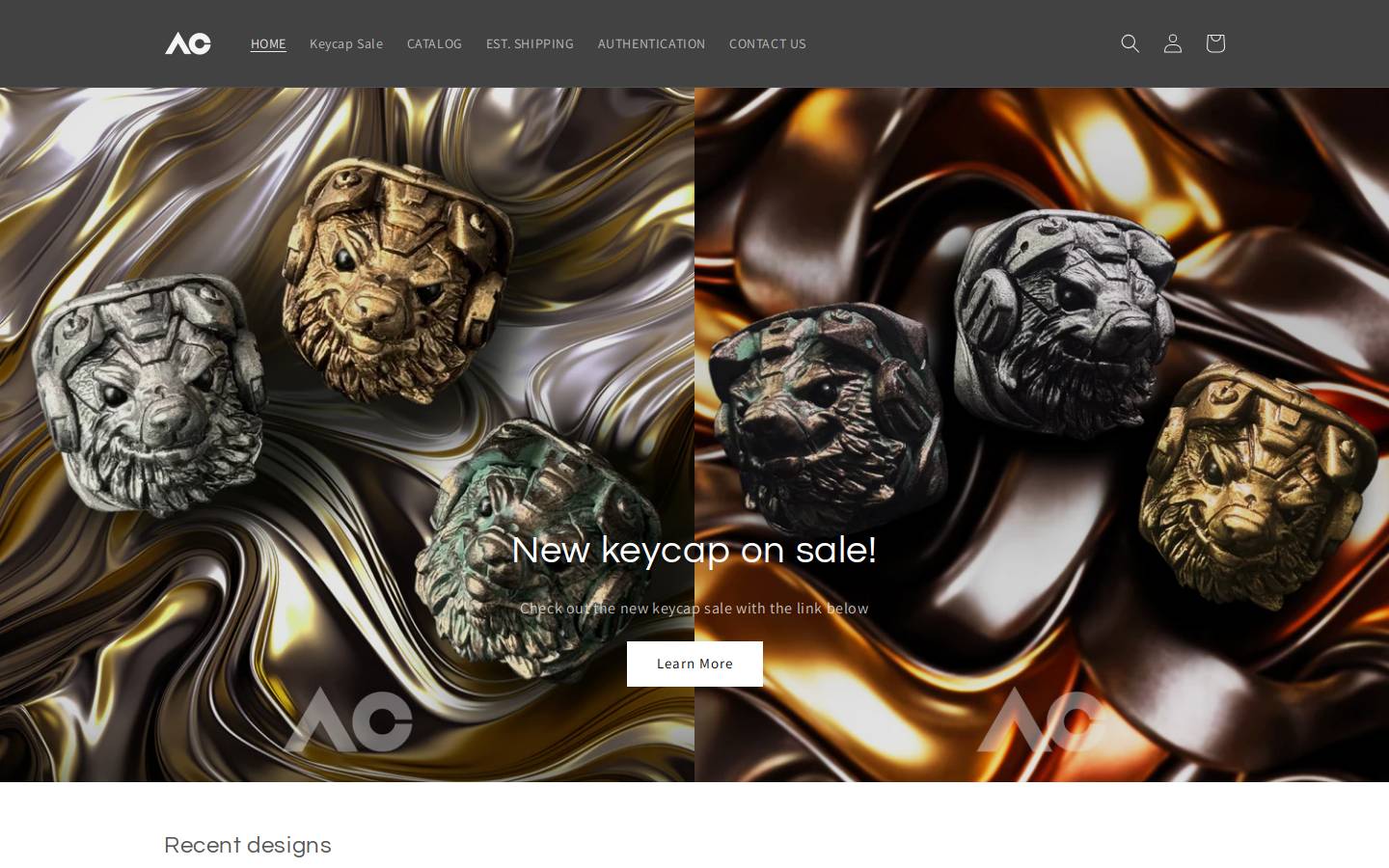 ackeycaps.com homepage screenshot