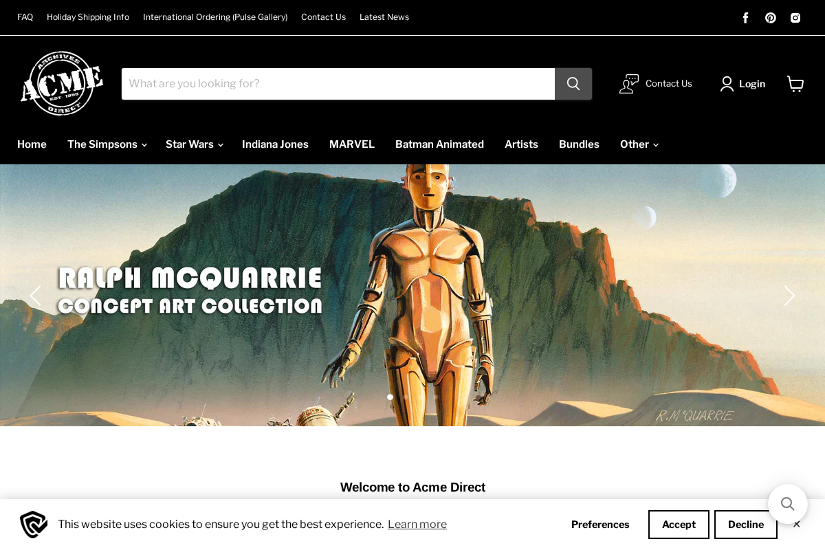 Acme Archives Direct homepage screenshot