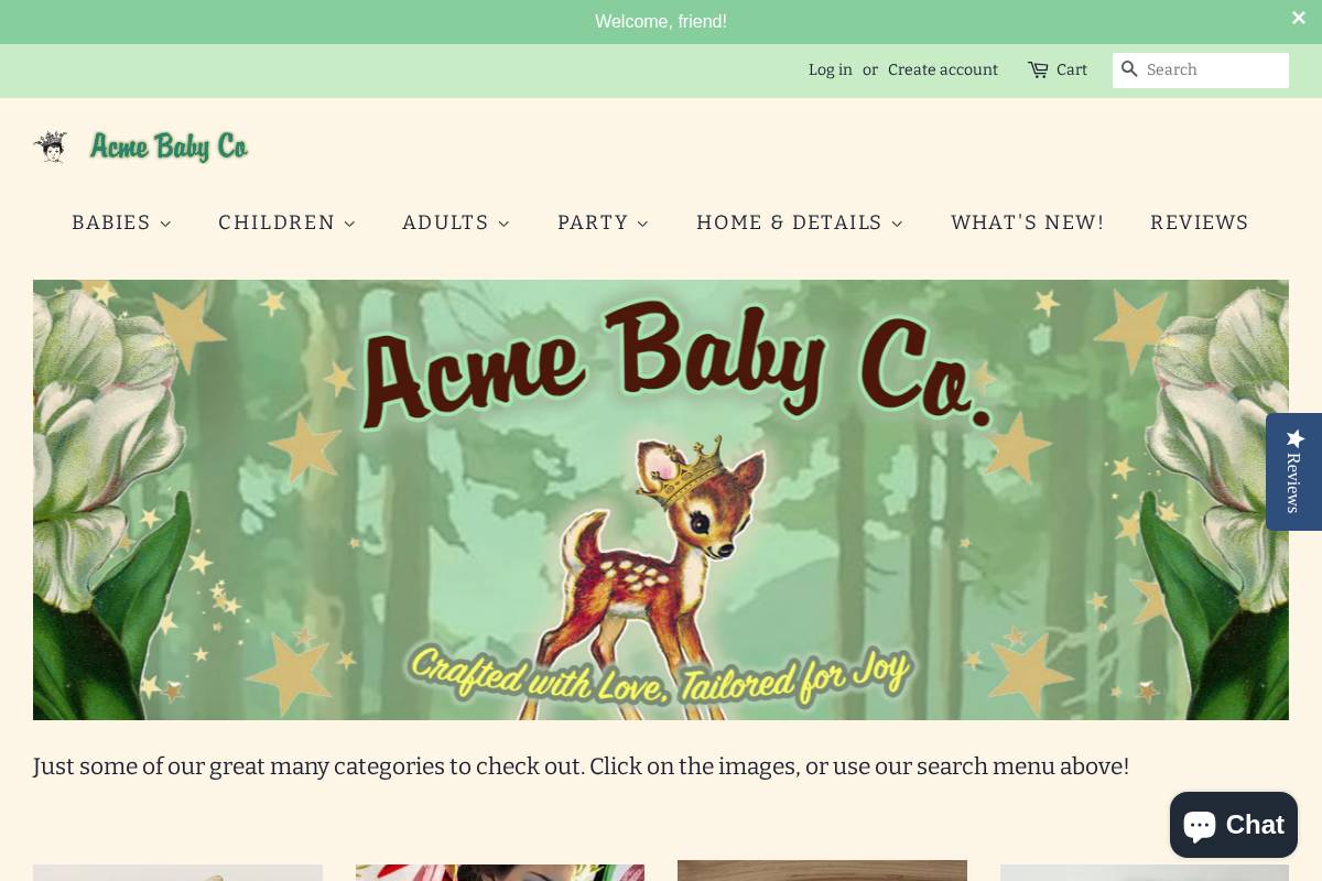 acmebabyco.com homepage screenshot