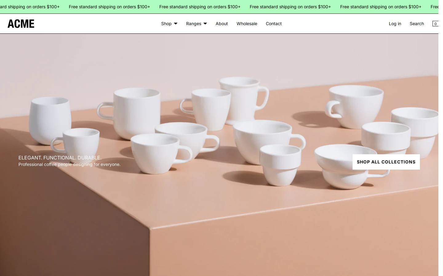 Acmecups homepage screenshot