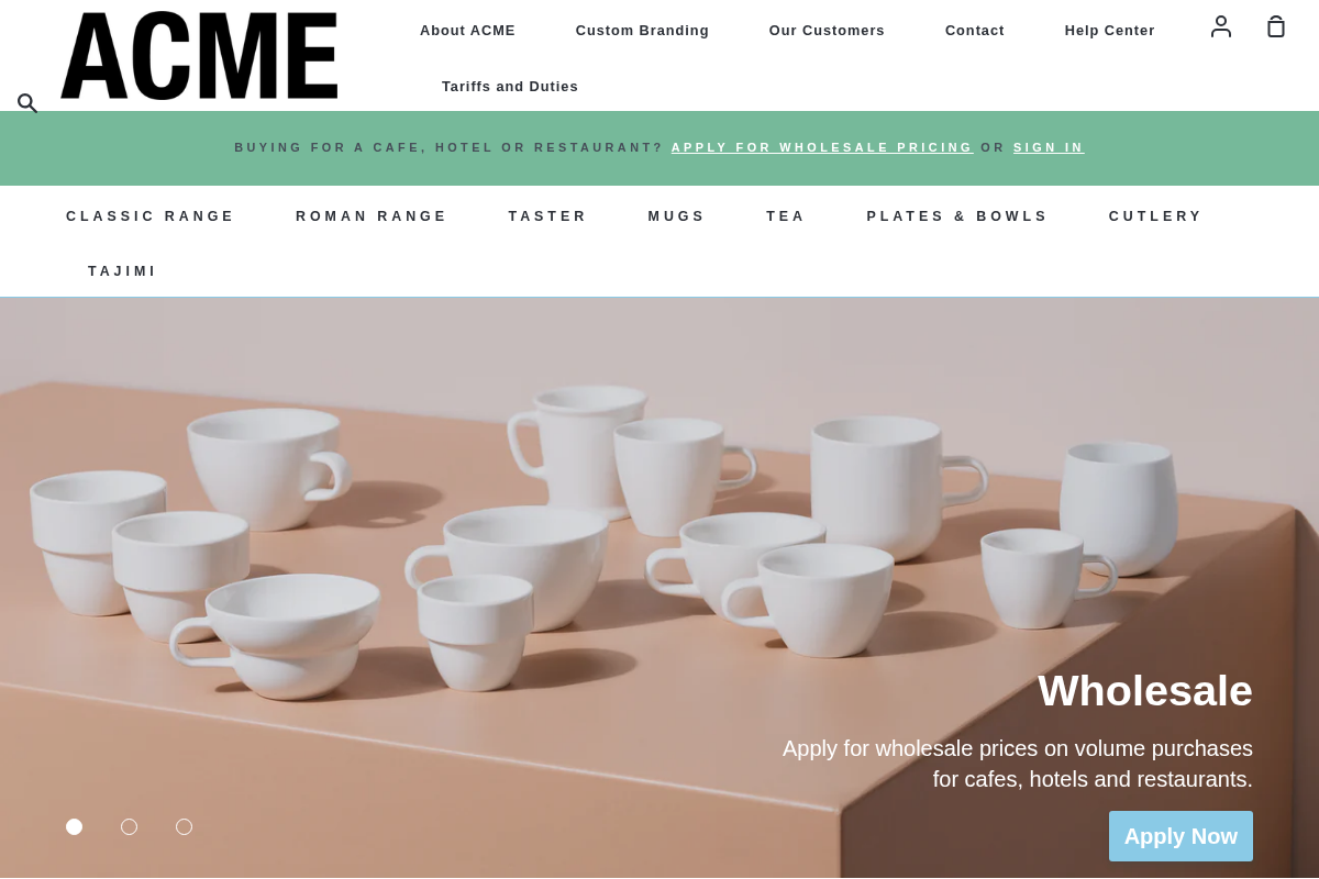 Acme USA homepage screenshot