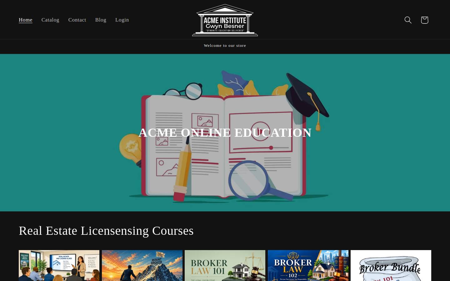 acmeinstituteonline.com homepage screenshot