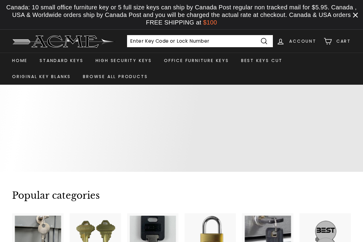 Acme Lock & Key Toronto homepage screenshot