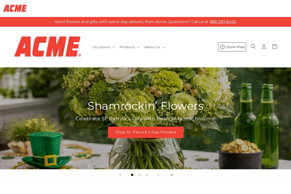acmemarketsflowers.com homepage screenshot