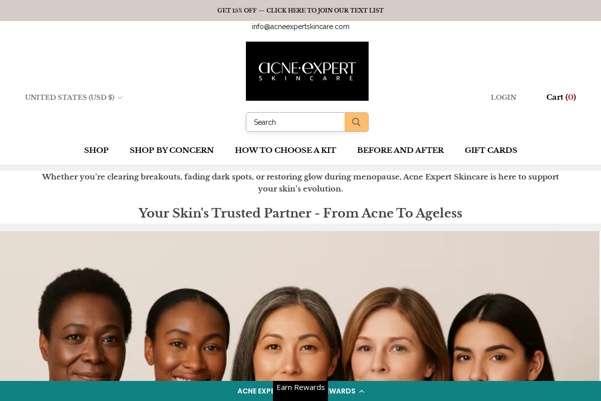 acneexpertskincare.com homepage screenshot