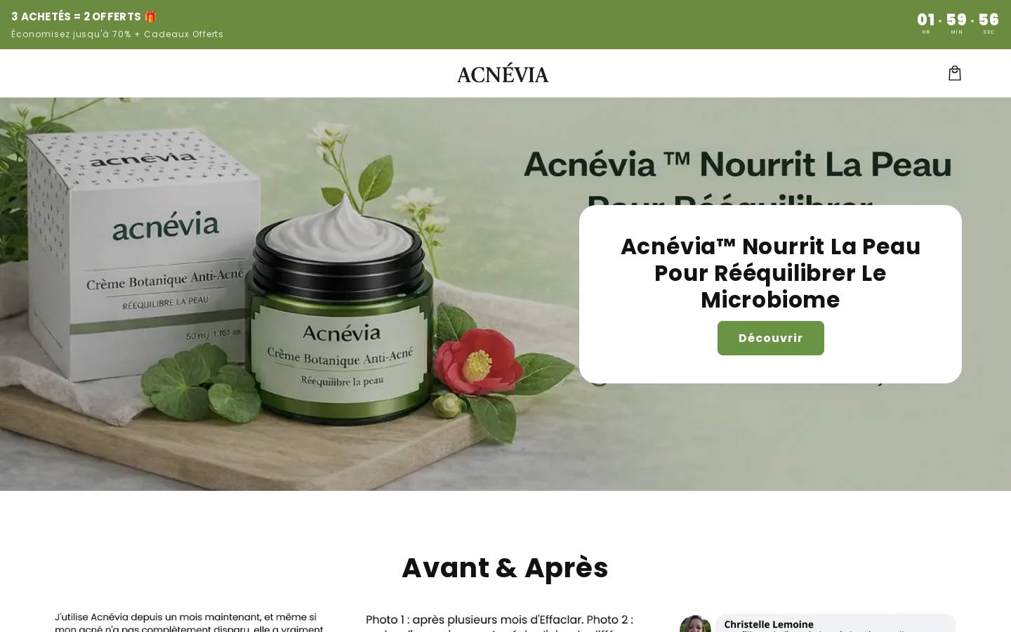 acnevia.com homepage screenshot