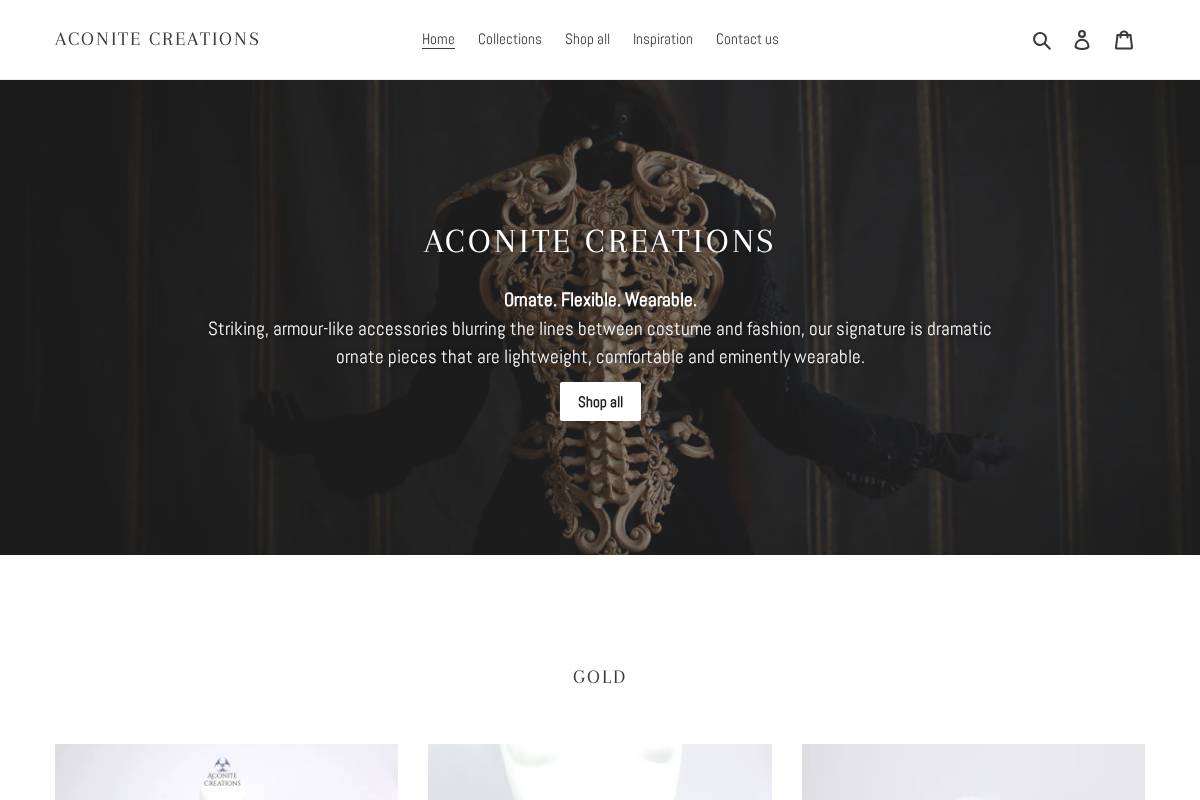 aconitecreations.com homepage screenshot